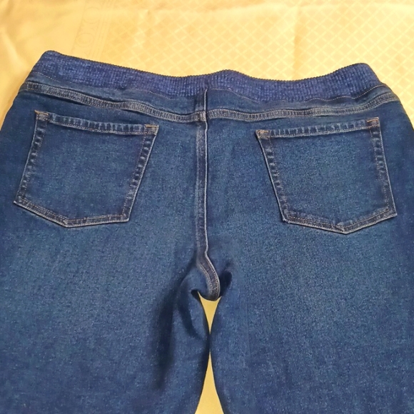Lands End blue and red Jean elastic waist 2XL 18 Husky Warm for winter pockets - Picture 4 of 5
